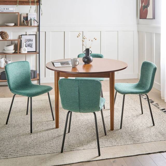Wyld and Coco 4-Piece Green Upholstered Dining Chairs Black Powder-Coated Metal Legs - image 1