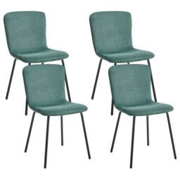 Wyld and Coco 4-Piece Green Upholstered Dining Chairs Black Powder-Coated Metal Legs - thumbnail 2