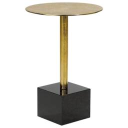 Wyld and Coco Gold Round Aluminium Side Table with Black Marble Base 30cm - thumbnail 2