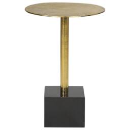 Wyld and Coco Gold Round Aluminium Side Table with Black Marble Base 30cm - thumbnail 3