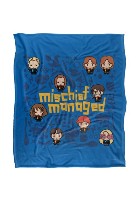 Harry Potter Mischief Managed Chibis Officially Licensed Silky Touch Super Soft Throw Blanket 152x127 cm in White - image 1