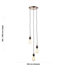 First Choice Lighting Set of 2 Antique Copper Vintage Braided Cable 3 Light Pendant Sets - thumbnail 8