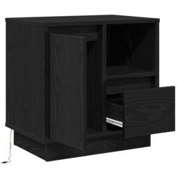 Berkfield Home Bedside Cabinet with LED Black Oak 50x34, 5x50 cm - thumbnail 5