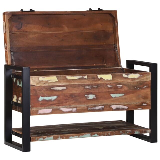 Berkfield Home Storage Box Multicolour 80x35x45 cm Solid Wood Reclaimed in Brown - Size: 80 x 35 x 45 cm - image 1