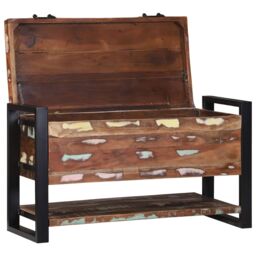 Berkfield Home Storage Box Multicolour 80x35x45 cm Solid Wood Reclaimed in Brown - Size: 80 x 35 x 45 cm - thumbnail 1