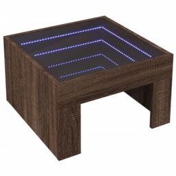Berkfield Home Coffee Table with Infinity LED Brown Oak 50x50x30 cm - Size: 50 x 50 x 30 cm - thumbnail 3
