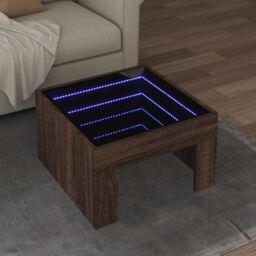Berkfield Home Coffee Table with Infinity LED Brown Oak 50x50x30 cm - Size: 50 x 50 x 30 cm - thumbnail 1