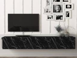 Vente-unique Wall - Mounted TV Unit With 3 Doors - Black Marble Effect - VIKILA - thumbnail 9