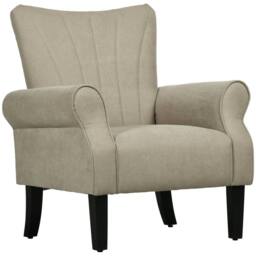 Wyld Haus Vikene Coni Beige Fabric Accent Armchair Rolled Arms & Wooden Legs - thumbnail 2