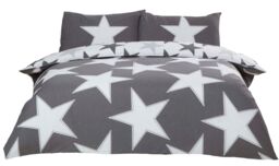 Rapport Home All Stars Polycotton Reversible Duvet Set with Pillowcase in Grey - Size: King - thumbnail 2