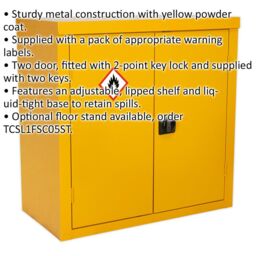 Loops Hazardous Substance Cabinet - 900 x 460 x 900mm - Two Door - 2 Point Key Lock - thumbnail 2