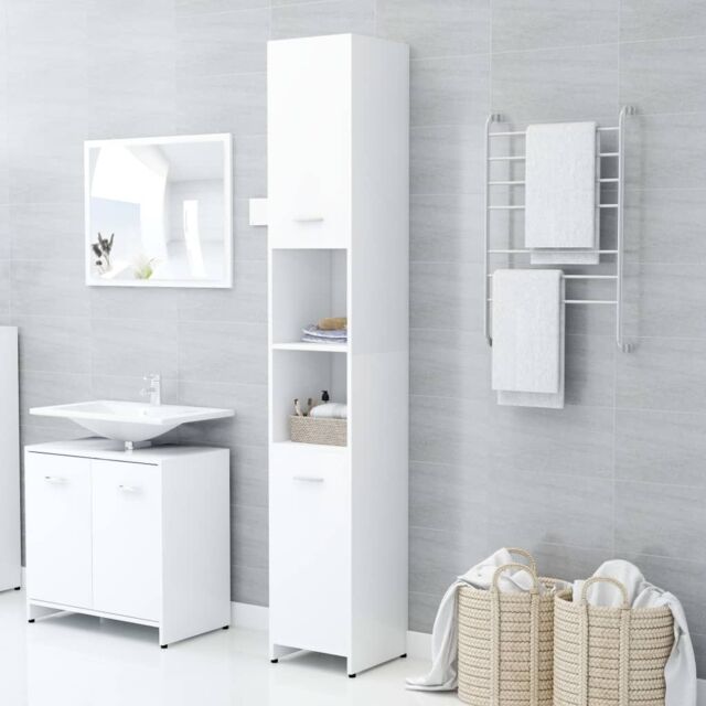 Berkfield Home Bathroom Cabinet White 30x30x183.5 cm Engineered Wood - image 1
