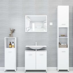 Berkfield Home Bathroom Cabinet White 30x30x183.5 cm Engineered Wood - thumbnail 4