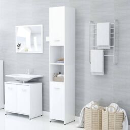 Berkfield Home Bathroom Cabinet White 30x30x183.5 cm Engineered Wood
