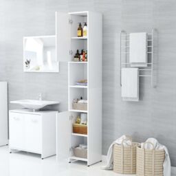 Berkfield Home Bathroom Cabinet White 30x30x183.5 cm Engineered Wood - thumbnail 3