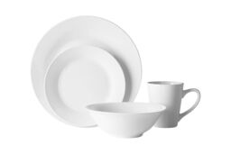 Orsina 16pc White Porcelain Coupe Dinner Set, Subtle Glazed Finish Crockery Set, Dinnerware Set For Formal Dining