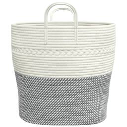 Berkfield Home Storage Basket Grey & White √ò43x38 cm Cotton - Size: 43x38 cm - thumbnail 5