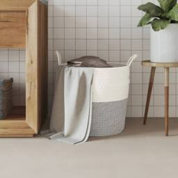 Berkfield Home Storage Basket Grey & White √ò43x38 cm Cotton - Size: 43x38 cm