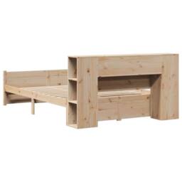 Berkfield Home Bookcase Bed without Mattress 135x190cm Double Solid Wood Pine in Natural - thumbnail 6