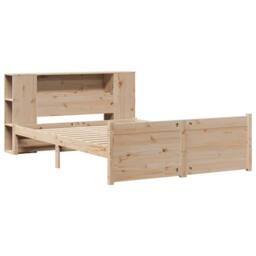 Berkfield Home Bookcase Bed without Mattress 135x190cm Double Solid Wood Pine in Natural - thumbnail 3
