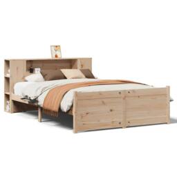 Berkfield Home Bookcase Bed without Mattress 135x190cm Double Solid Wood Pine in Natural - thumbnail 2