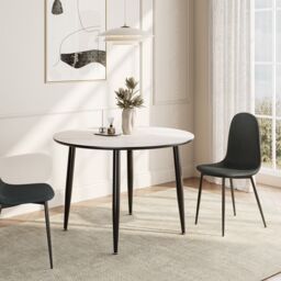VonHaus Parma Round 4 Seater Dining Table in White - thumbnail 5