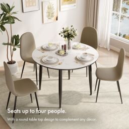 VonHaus Parma Round 4 Seater Dining Table in White - thumbnail 2