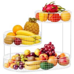 Nordara White Metal Space-Saving Fruit & Vegetable Storage Basket Rack - thumbnail 3