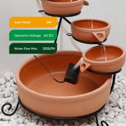 Gardenwize Solar Powered Cascading Terracotta Water Feature in Burnt Orange - thumbnail 6