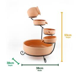 Gardenwize Solar Powered Cascading Terracotta Water Feature in Burnt Orange - thumbnail 2
