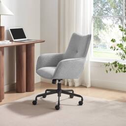 FurnitureboxUK Sabine Grey Fabric Swivel Office Chair