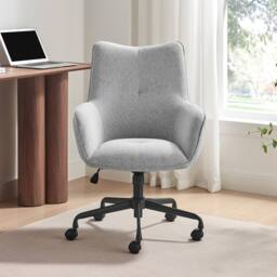 FurnitureboxUK Sabine Grey Fabric Swivel Office Chair - thumbnail 2