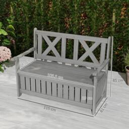 OUTSUNNY Wood Storage Garden Bench for Patio Outdoor Seating, Charcoal Grey in Dark Grey - thumbnail 3