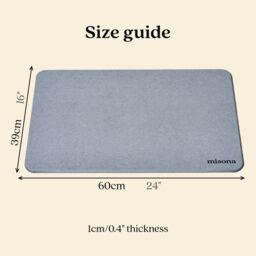 Misona Diatomite Stone Bath Mat 39 x 60cm in Grey - Size: 39 x 60 cm - thumbnail 3