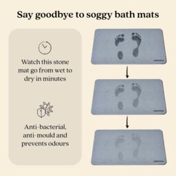 Misona Diatomite Stone Bath Mat 39 x 60cm in Grey - Size: 39 x 60 cm - thumbnail 2