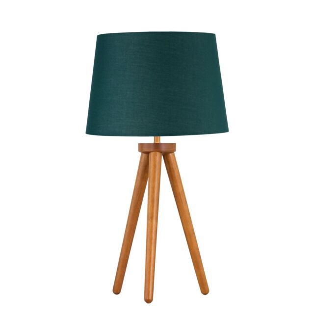 First Choice Lighting Voyage - Dark Oak Table Lamp or Bedside Light with Dark Green Shade in Brown - image 1