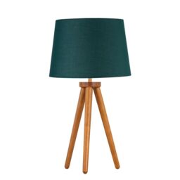 First Choice Lighting Voyage - Dark Oak Table Lamp or Bedside Light with Dark Green Shade in Brown
