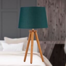 First Choice Lighting Voyage - Dark Oak Table Lamp or Bedside Light with Dark Green Shade in Brown - thumbnail 3
