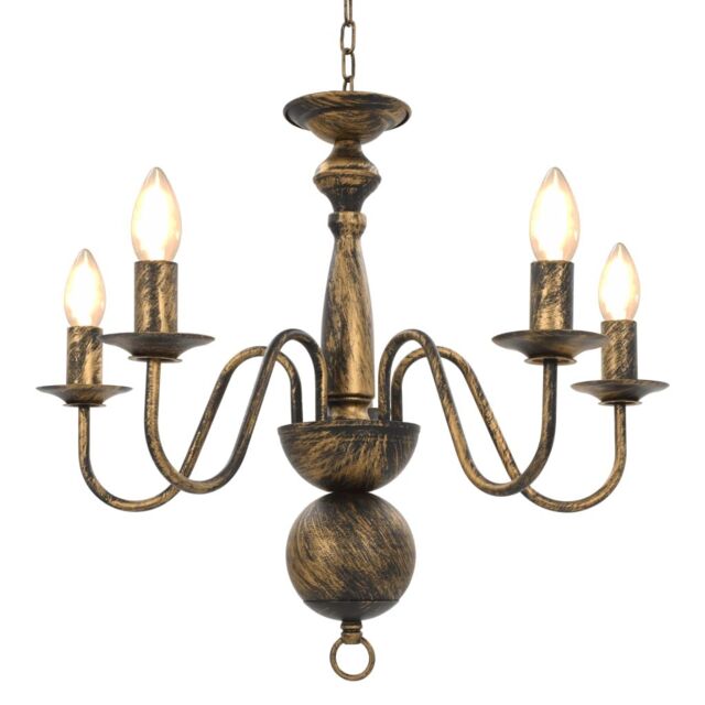 Berkfield Home Chandelier Antique Black 5 x E14 Bulbs - image 1