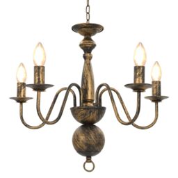 Berkfield Home Chandelier Antique Black 5 x E14 Bulbs - thumbnail 1
