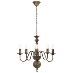 Berkfield Home Chandelier Antique Black 5 x E14 Bulbs - thumbnail 3