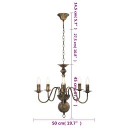 Berkfield Home Chandelier Antique Black 5 x E14 Bulbs - thumbnail 6