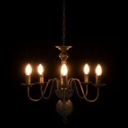 Berkfield Home Chandelier Antique Black 5 x E14 Bulbs - thumbnail 5