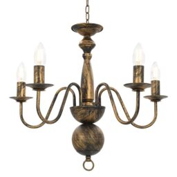 Berkfield Home Chandelier Antique Black 5 x E14 Bulbs - thumbnail 2