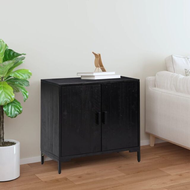 Berkfield Home Sideboard Black 75x35x70 cm Solid Pinewood - Size: 75 x 35 x 70 cm - image 1