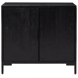 Berkfield Home Sideboard Black 75x35x70 cm Solid Pinewood - Size: 75 x 35 x 70 cm - thumbnail 3