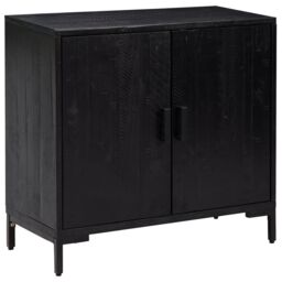 Berkfield Home Sideboard Black 75x35x70 cm Solid Pinewood - Size: 75 x 35 x 70 cm - thumbnail 2