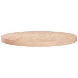 Berkfield Home Round Table Top √ò70x4 cm Untreated Solid Wood Oak in Light Beige - Size: 70x4 cm - thumbnail 2