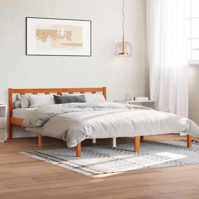 Berkfield Home Bed Frame without Mattress Wax Brown 160x200 cm Solid Wood Pine - image 1