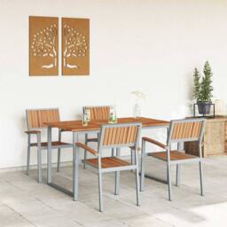 Berkfield Home Garden Dining Set Set of 5 Grey Steel Durable Dining Set - thumbnail 4